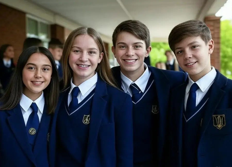 Students in uniform at a British school